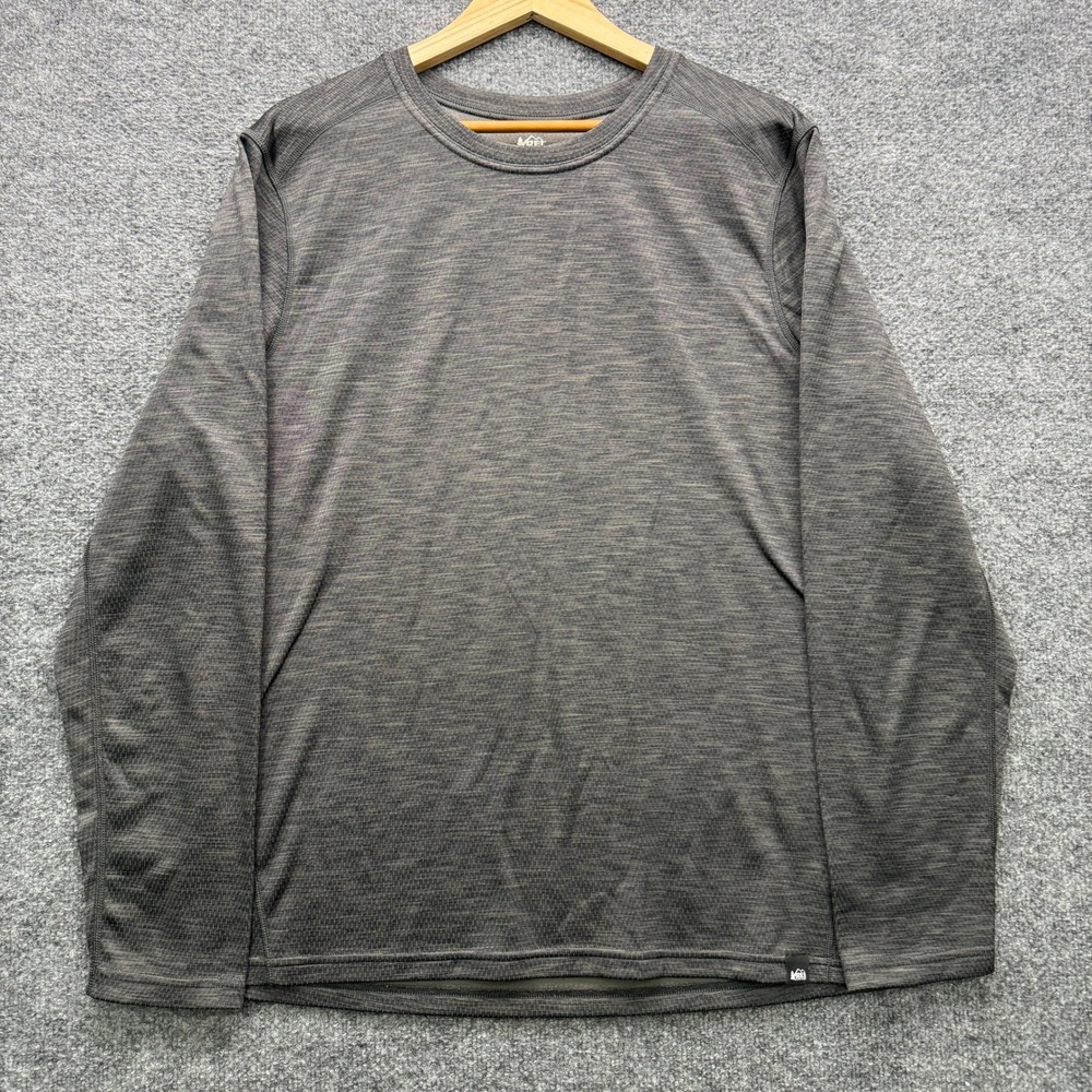 REI Co-op Long Sleeve Shirt Mens L Gray Moisture Wicking Athletic Running
